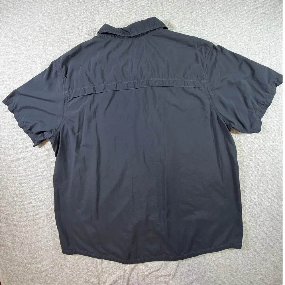 The North Face Men Black 2XL Button Front Short Sleeve Vented Hiking Shirt